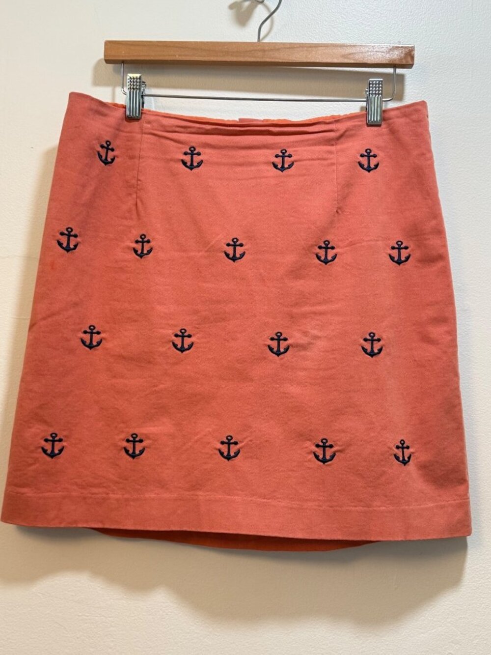 Castaway Nantucket Ali Embroidered Anchor Skirt Coastal Preppy Nautical Sz 10